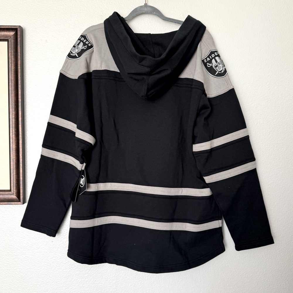 NWT Las Vegas Raiders NFL 47 Black & Gray Superior Lacer Hoodie Size Large - Picture 9 of 11